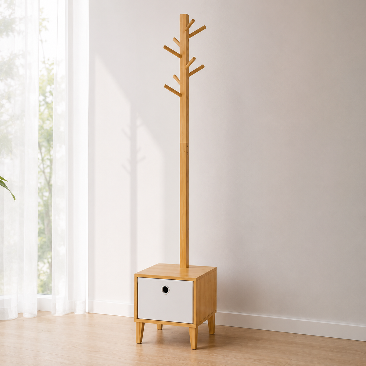 Porte-Manteau sur Pied Bambou Assise, vue 2 sur 5
