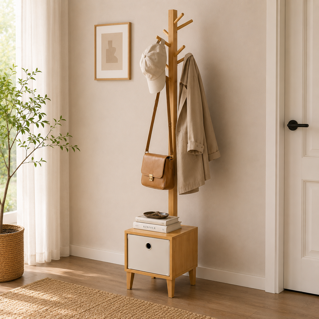 Porte-Manteau sur Pied Bambou Assise, vue 3 sur 5