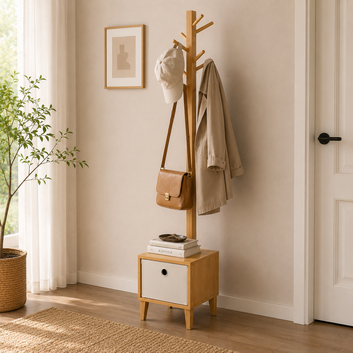 Porte-Manteau sur Pied Bambou Assise, vue 3 sur 5