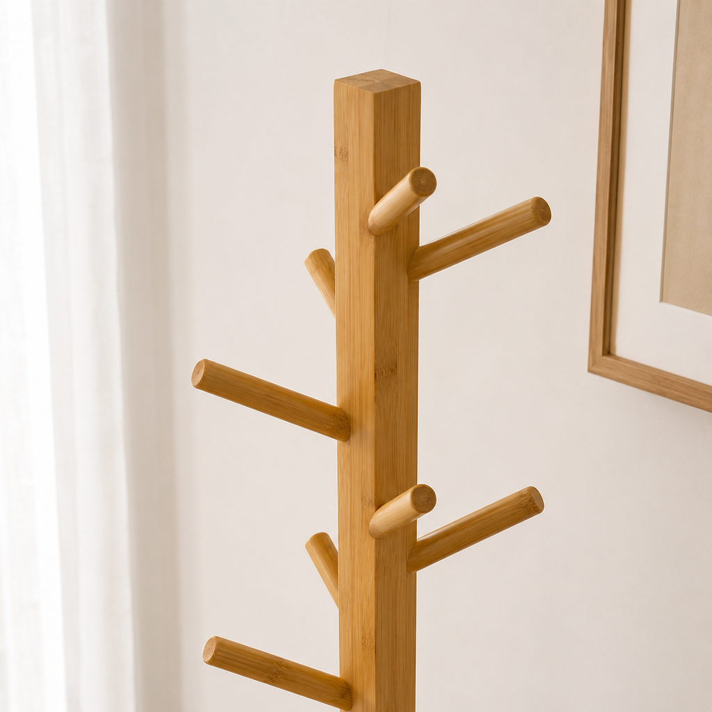 Porte-Manteau sur Pied Bambou Assise, vue 4 sur 5
