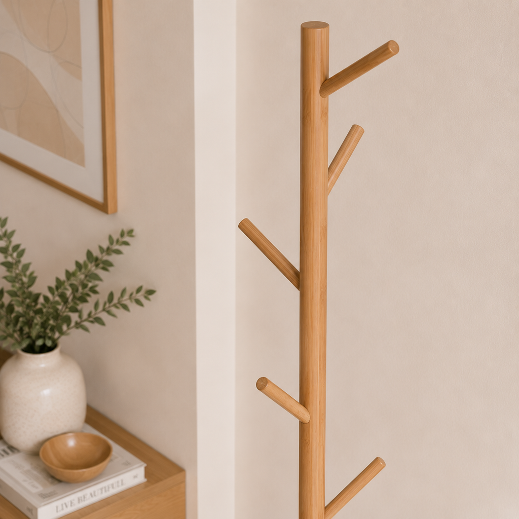 Porte-Manteau sur Pied Bambou Cube, vue 3 sur 4