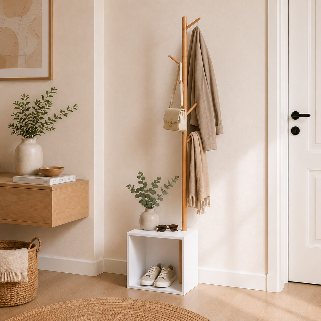 Porte-Manteau sur Pied Bambou Cube, vue 4 sur 4