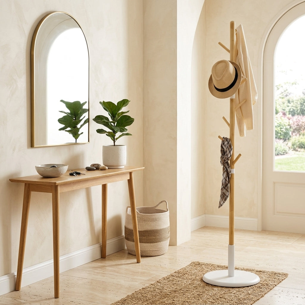 Porte-Manteau sur Pied Bambou Métal, vue 2 sur 4