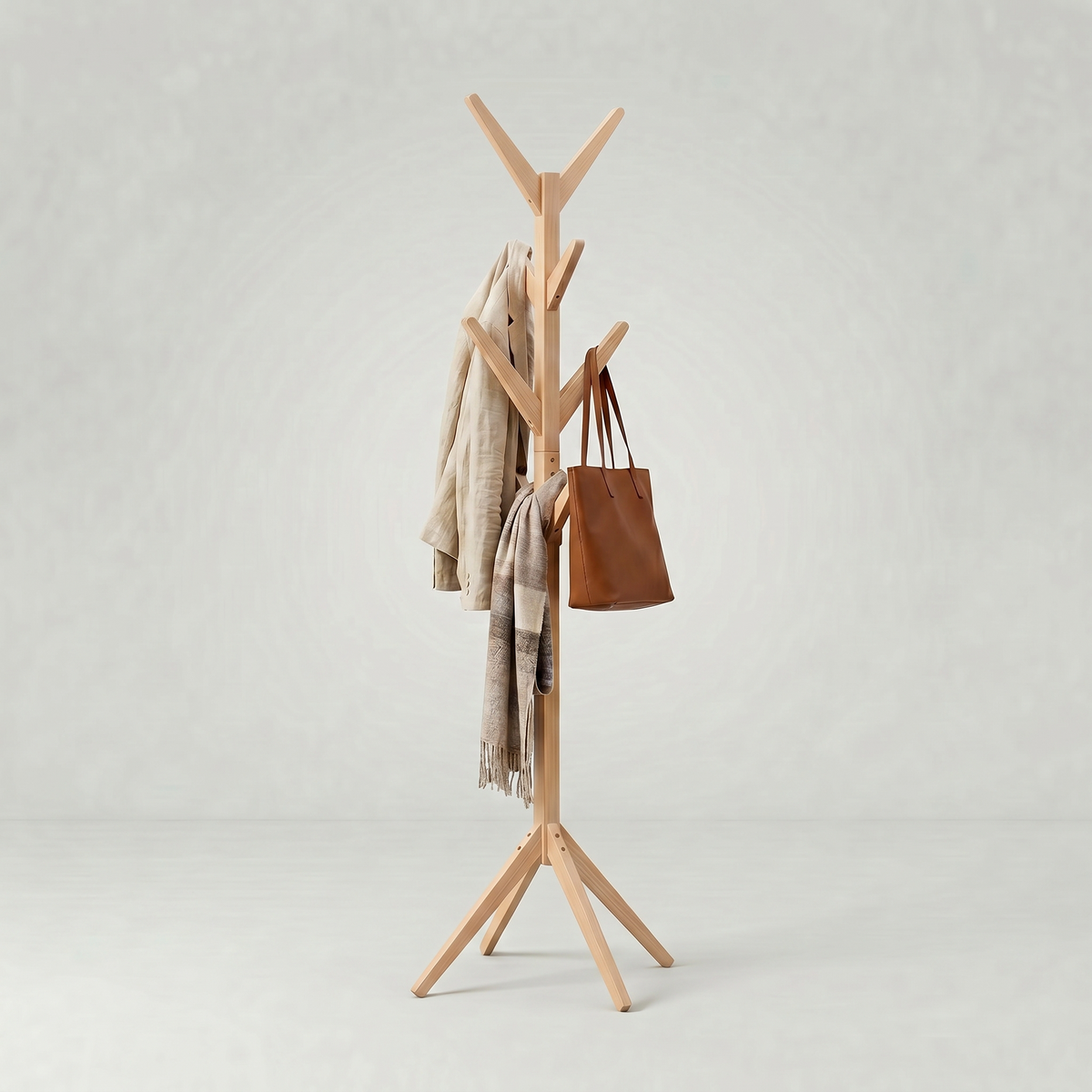 Porte-Manteau sur Pied Beige Bois Arbre Branches Croisées, vue 4 sur 4