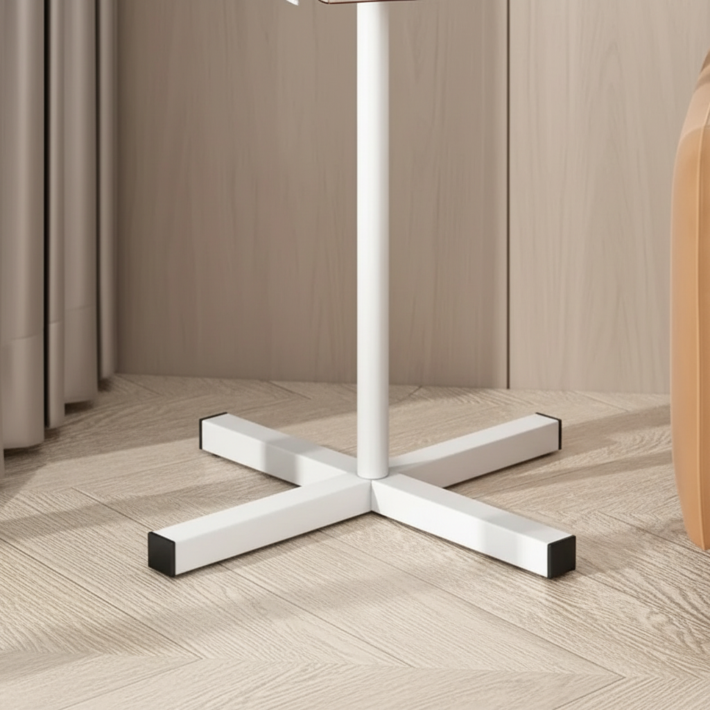 Porte-Manteau sur Pied Blanc Arbre Acier Base Croisée, vue 3 sur 4