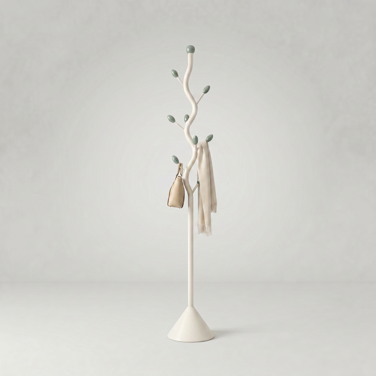 Porte-Manteau sur Pied Blanc Arbre Bourgeons Socle Évasé, vue 4 sur 4