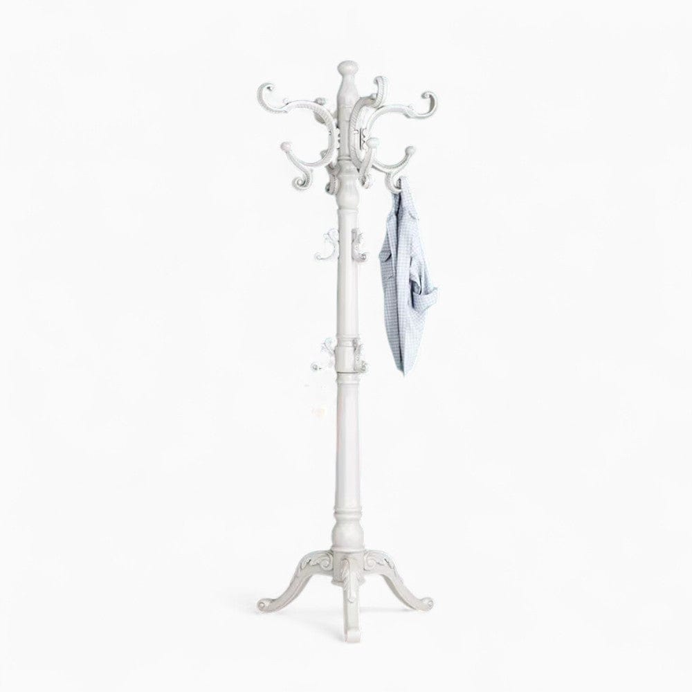 Porte-Manteau sur Pied Blanc Bois Perroquet Tourné Trépied, vue 4 sur 4