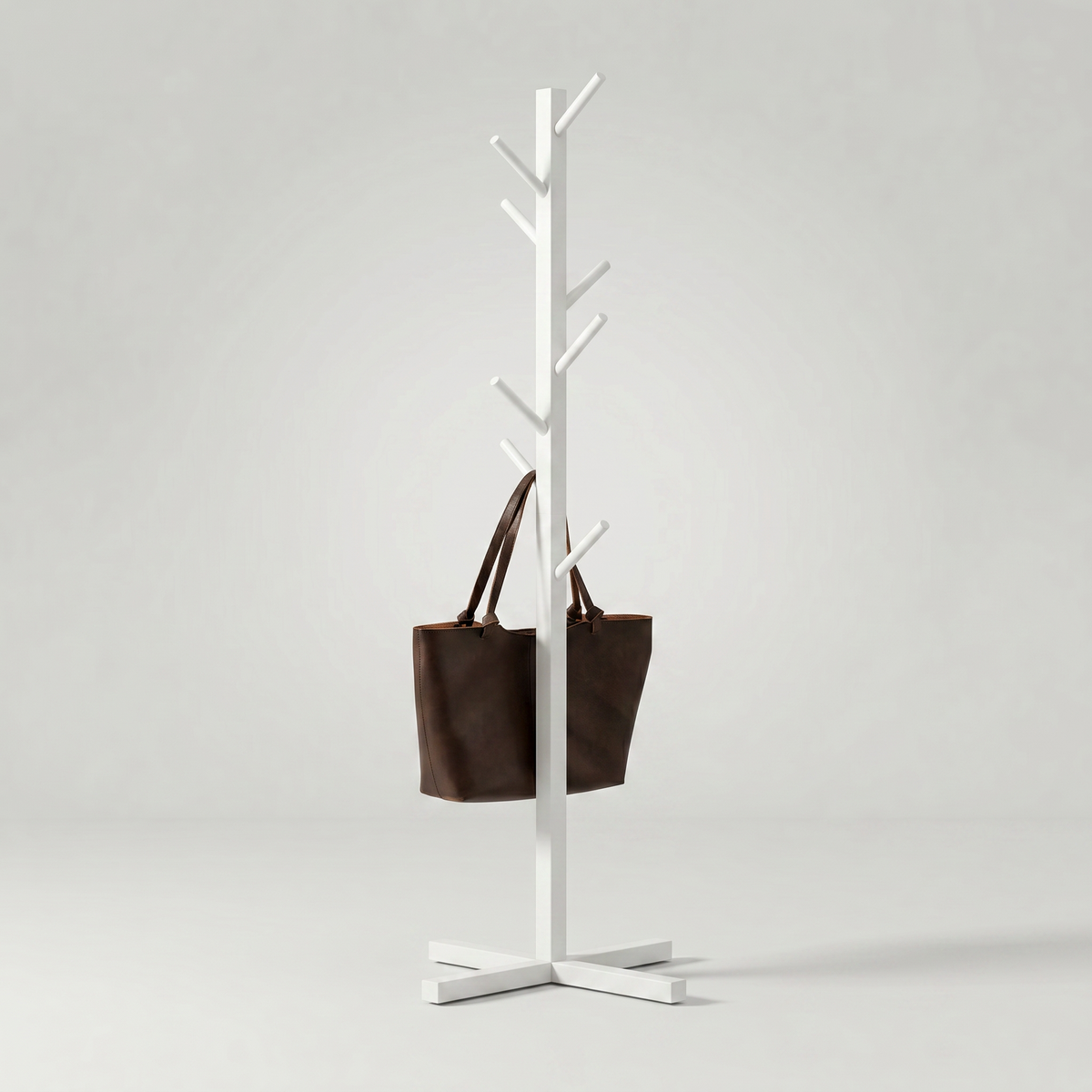 Porte-Manteau sur Pied Blanc Branche Base Croisée, vue 4 sur 4