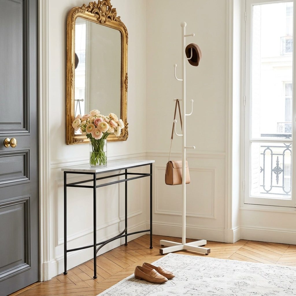 Porte-Manteau sur Pied Blanc Branche Boule, vue 1 sur 4