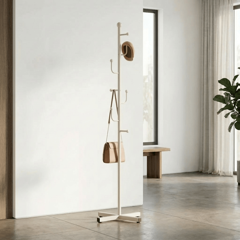 Porte-Manteau sur Pied Blanc Branche Boule, vue 2 sur 4