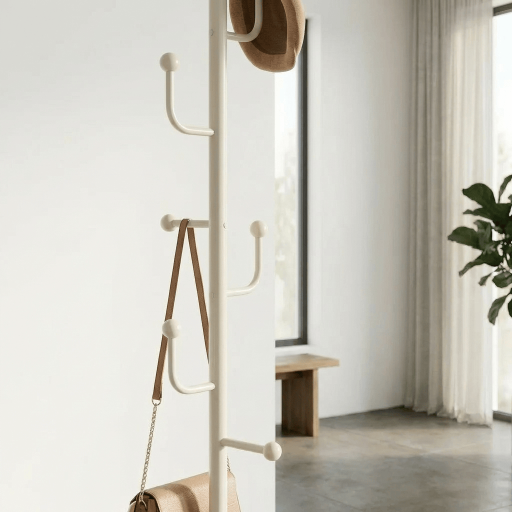 Porte-Manteau sur Pied Blanc Branche Boule, vue 3 sur 4