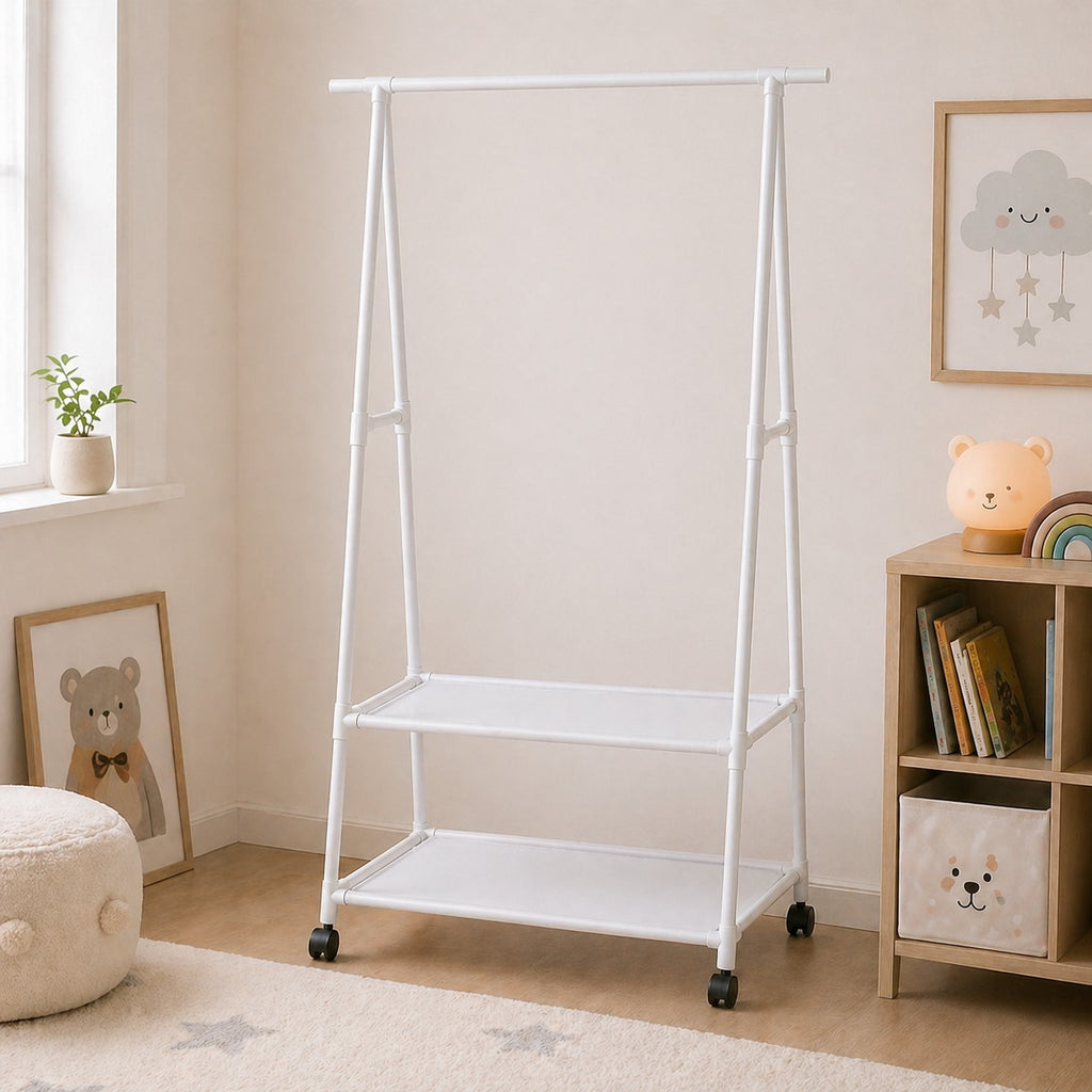 Porte-Manteau sur Pied Blanc Étagères Enfant, vue 2 sur 4