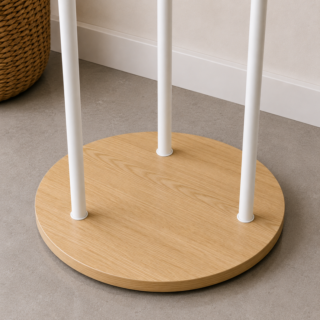Porte-Manteau sur Pied Blanc Étagères Rondes, vue 4 sur 4