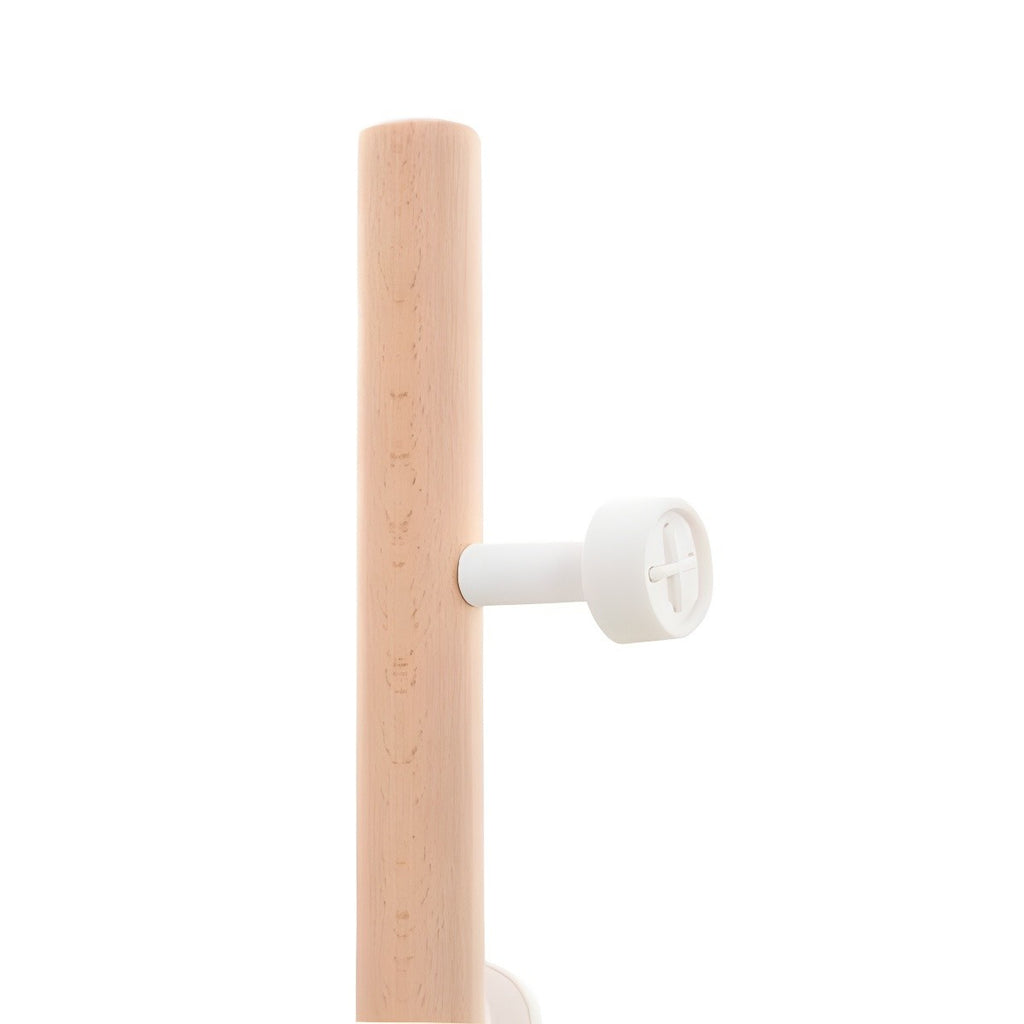 Porte-Manteau sur Pied Blanc Fût Bois Patères Étagées, vue 4 sur 4
