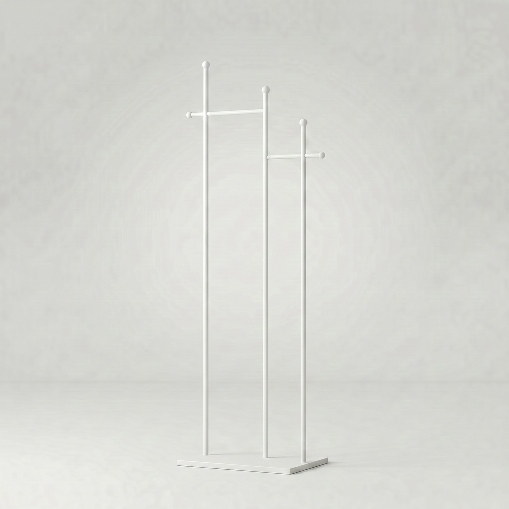 Porte-Manteau sur Pied Blanc Montants Barre Cintres, vue 4 sur 4