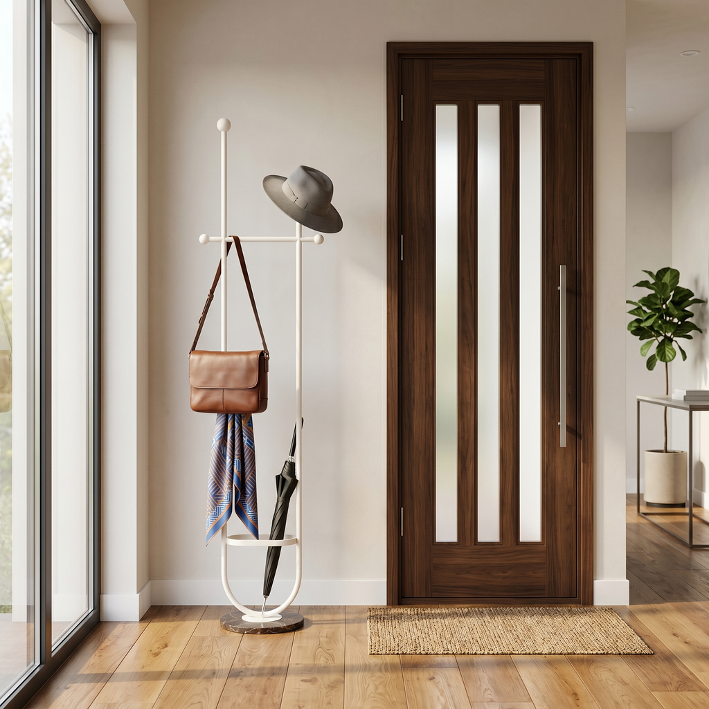 Porte-Manteau sur Pied Blanc Noir Porte-Parapluie, vue 1 sur 4