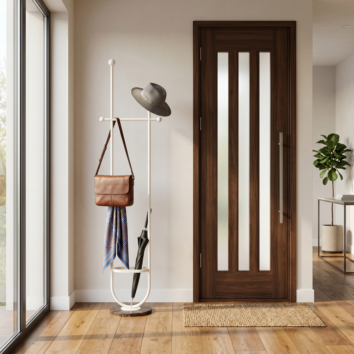 Porte-Manteau sur Pied Blanc Noir Porte-Parapluie, vue 1 sur 4