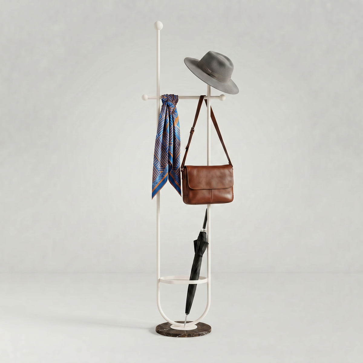 Porte-Manteau sur Pied Blanc Noir Porte-Parapluie, vue 4 sur 4