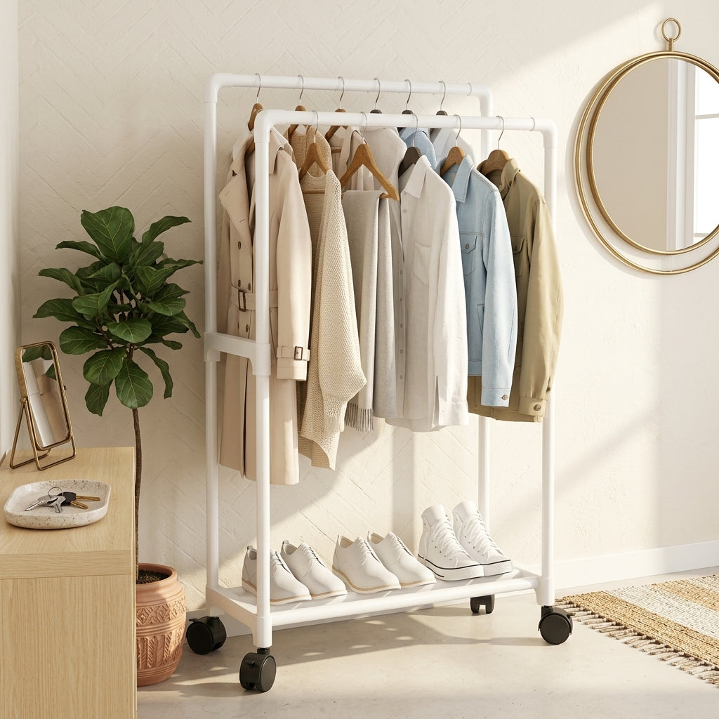Porte-Manteau sur Pied Blanc Penderie, vue 1 sur 4