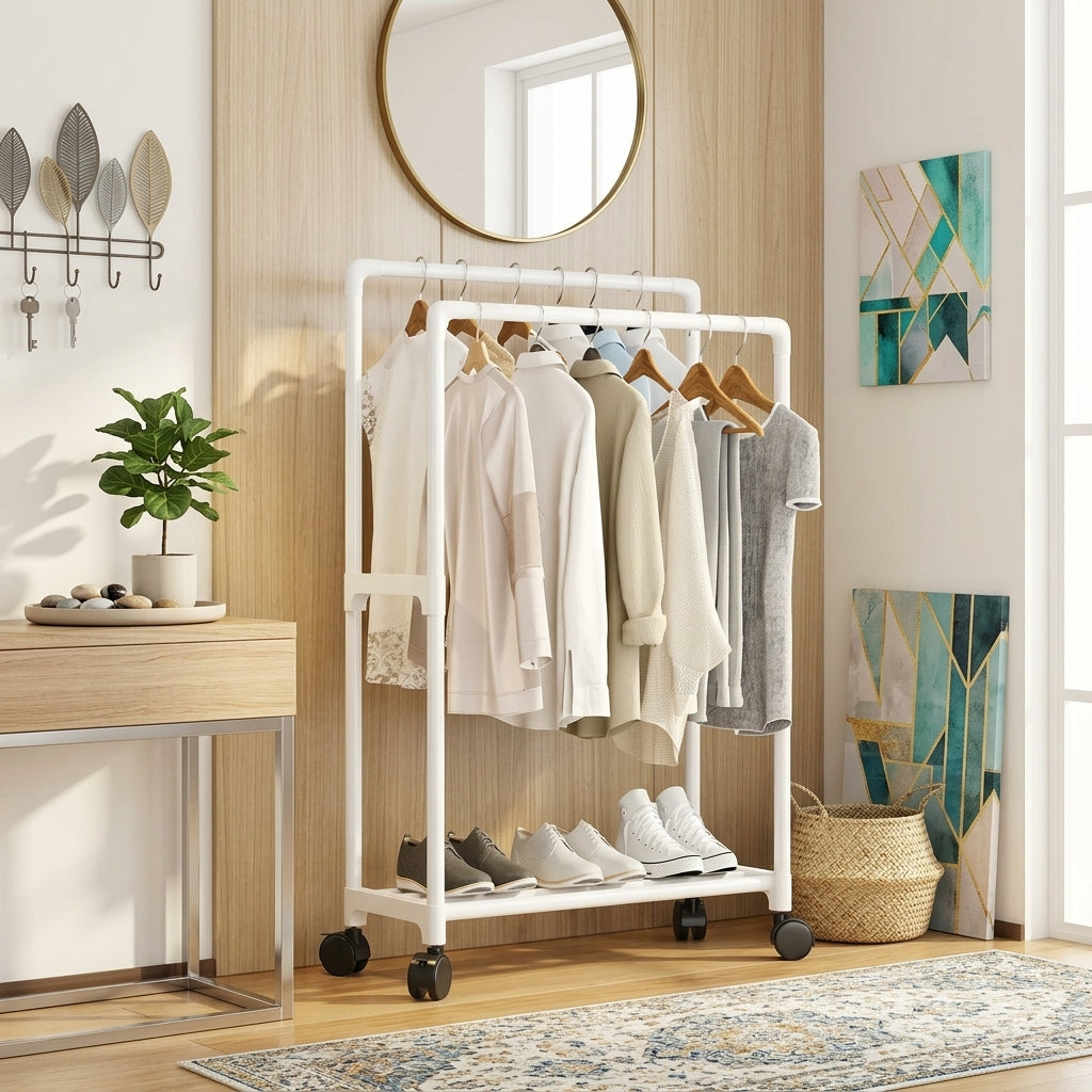 Porte-Manteau sur Pied Blanc Penderie, vue 3 sur 4