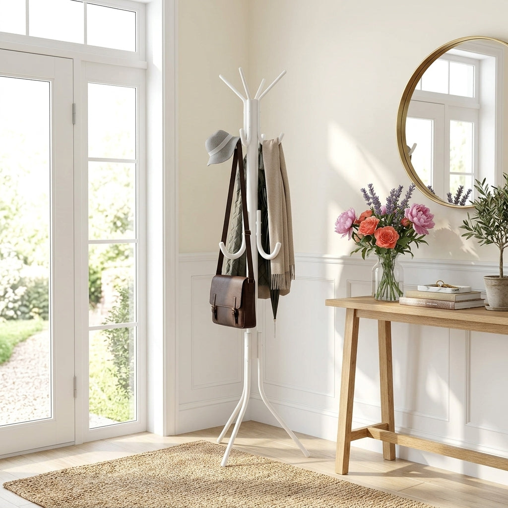 Porte-Manteau sur Pied Blanc Perroquet, vue 1 sur 4