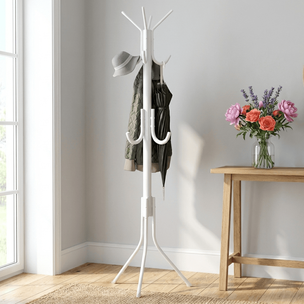 Porte-Manteau sur Pied Blanc Perroquet, vue 2 sur 4