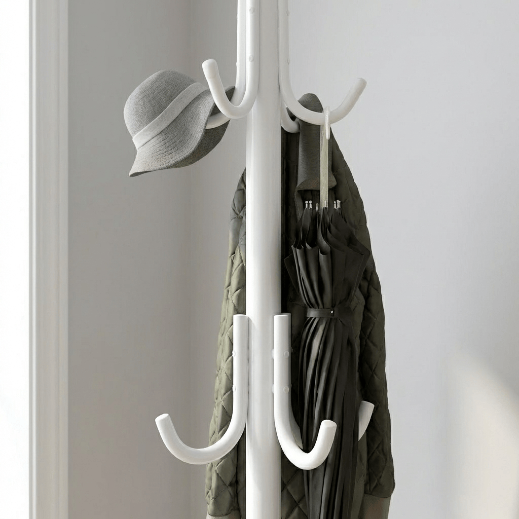 Porte-Manteau sur Pied Blanc Perroquet, vue 3 sur 4
