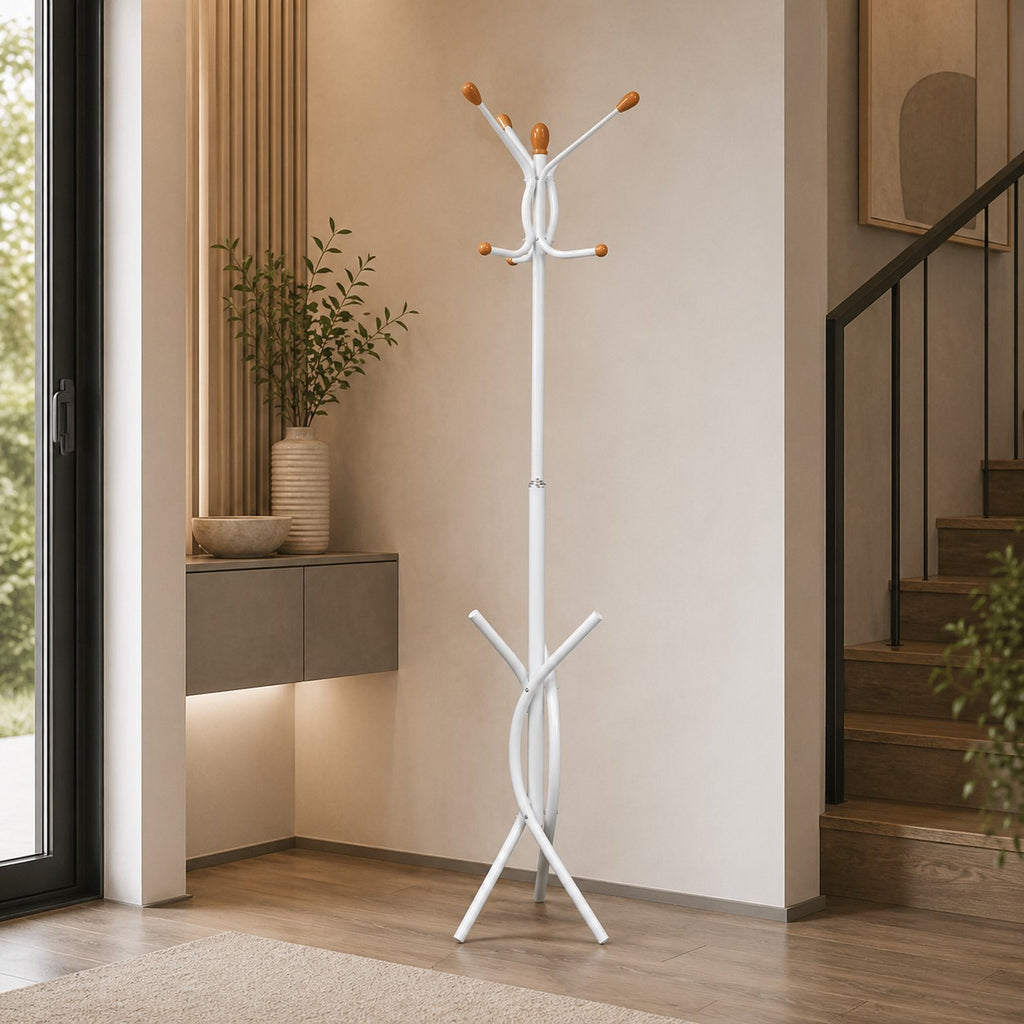 Porte-Manteau sur Pied Blanc Vintage, vue 2 sur 5
