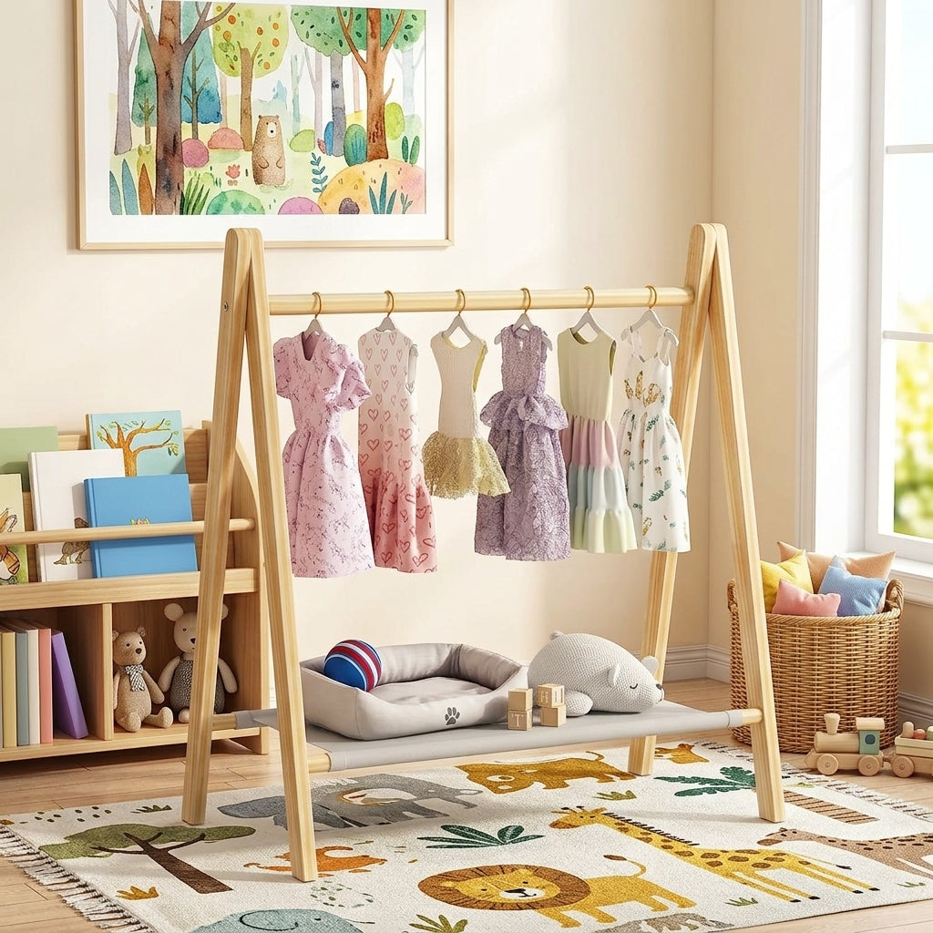 Porte-Manteau sur Pied Bois Bébé, vue 1 sur 5