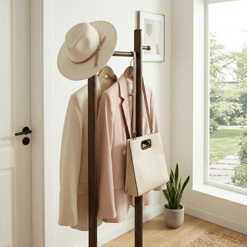 Porte-Manteau sur Pied Bois Foncé, vue 3 sur 4