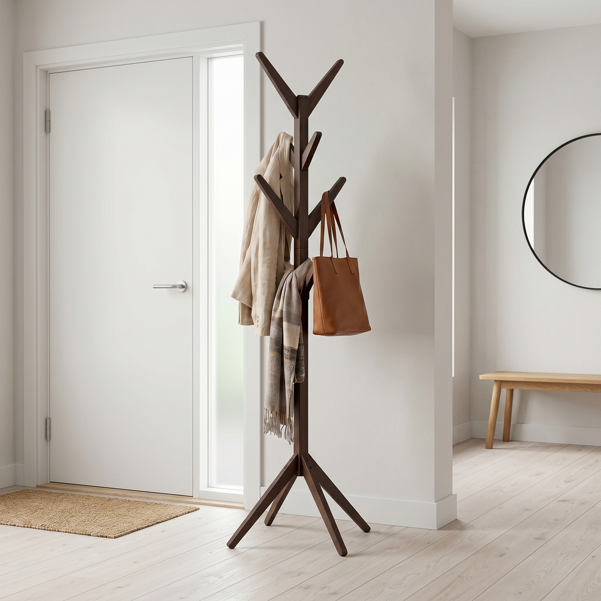 Porte-Manteau sur Pied Bois Foncé Arbre Branches Croisées, vue 2 sur 4