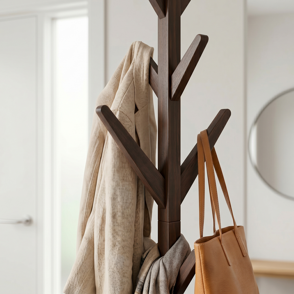 Porte-Manteau sur Pied Bois Foncé Arbre Branches Croisées, vue 3 sur 4