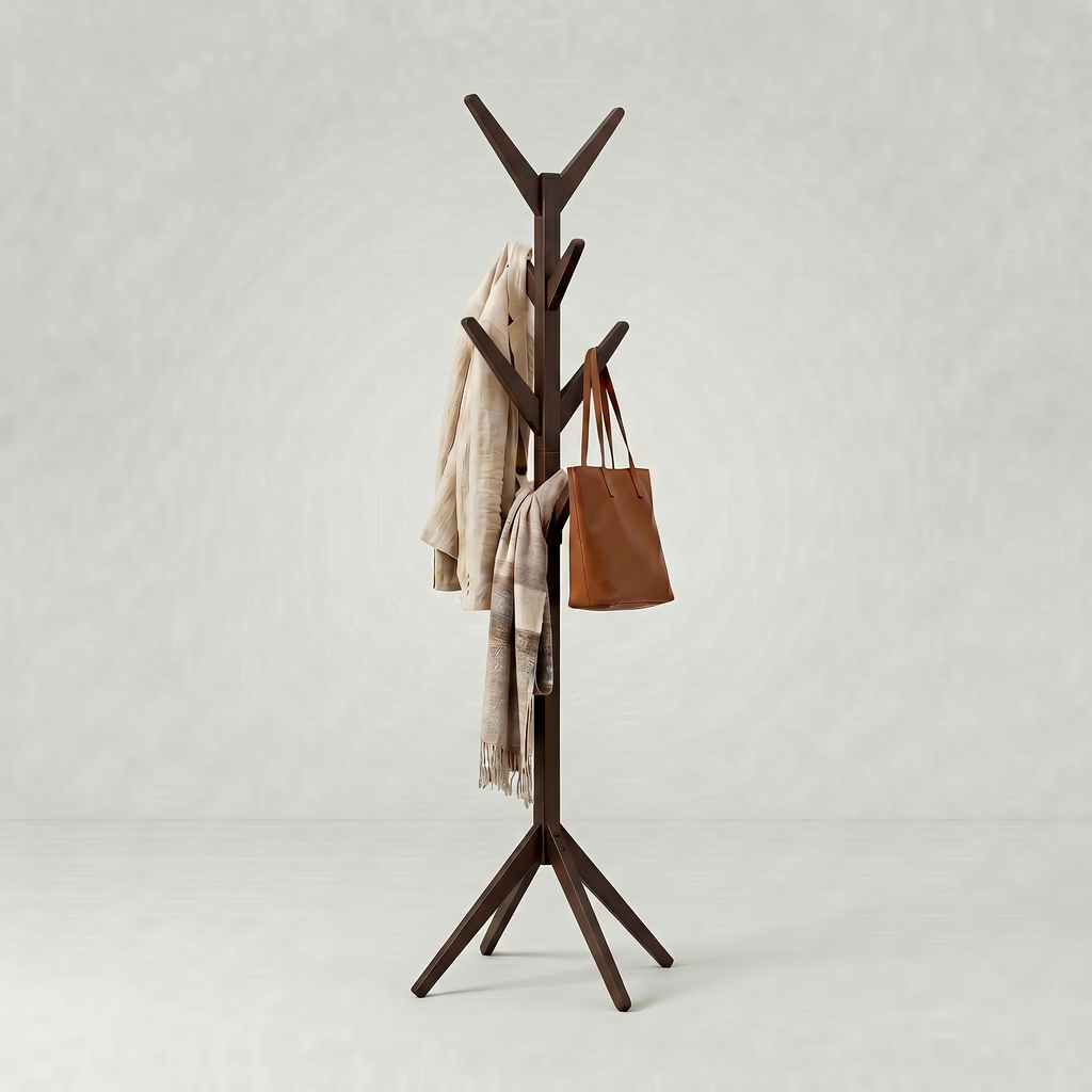 Porte-Manteau sur Pied Bois Foncé Arbre Branches Croisées, vue 4 sur 4