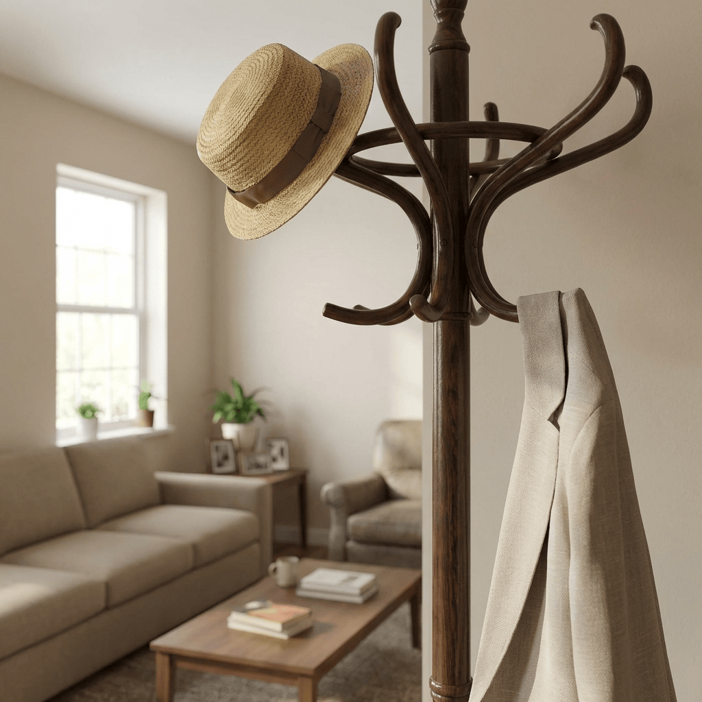 Porte-Manteau sur Pied Brun Perroquet, vue 3 sur 4