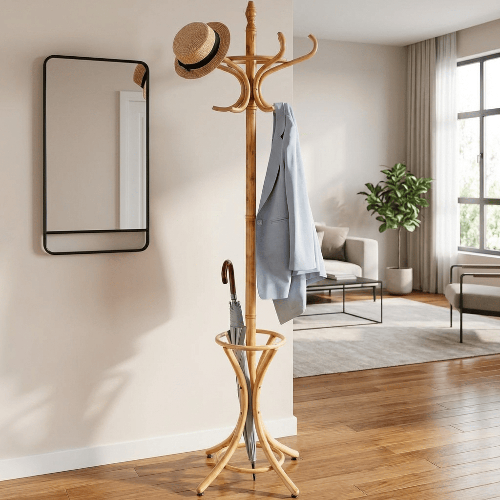 Porte-Manteau sur Pied Clair Bois Perroquet, vue 2 sur 4
