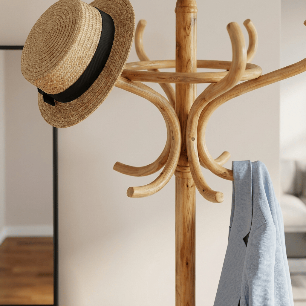 Porte-Manteau sur Pied Clair Bois Perroquet, vue 3 sur 4