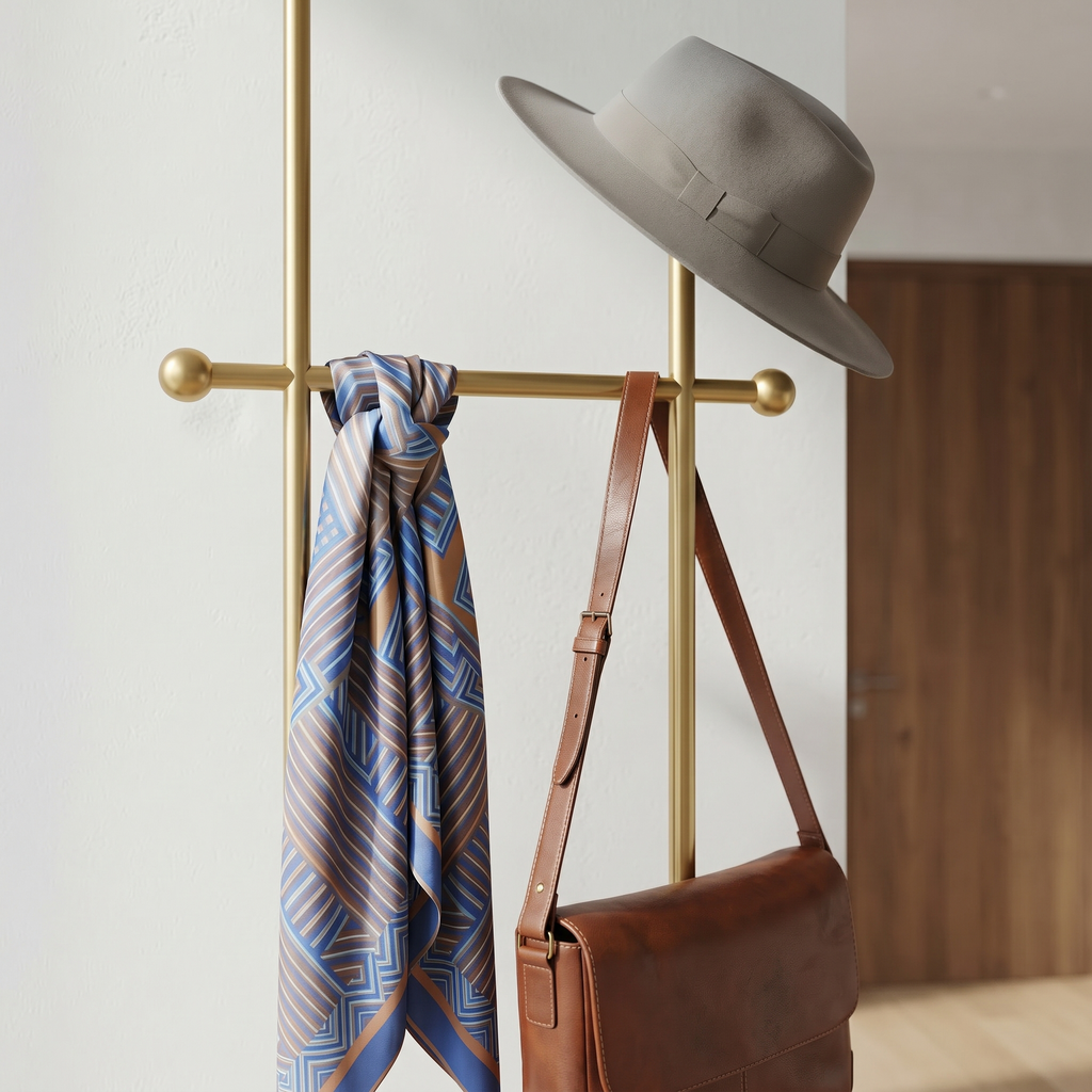 Porte-Manteau sur Pied Doré Anneau Marbre, vue 3 sur 4