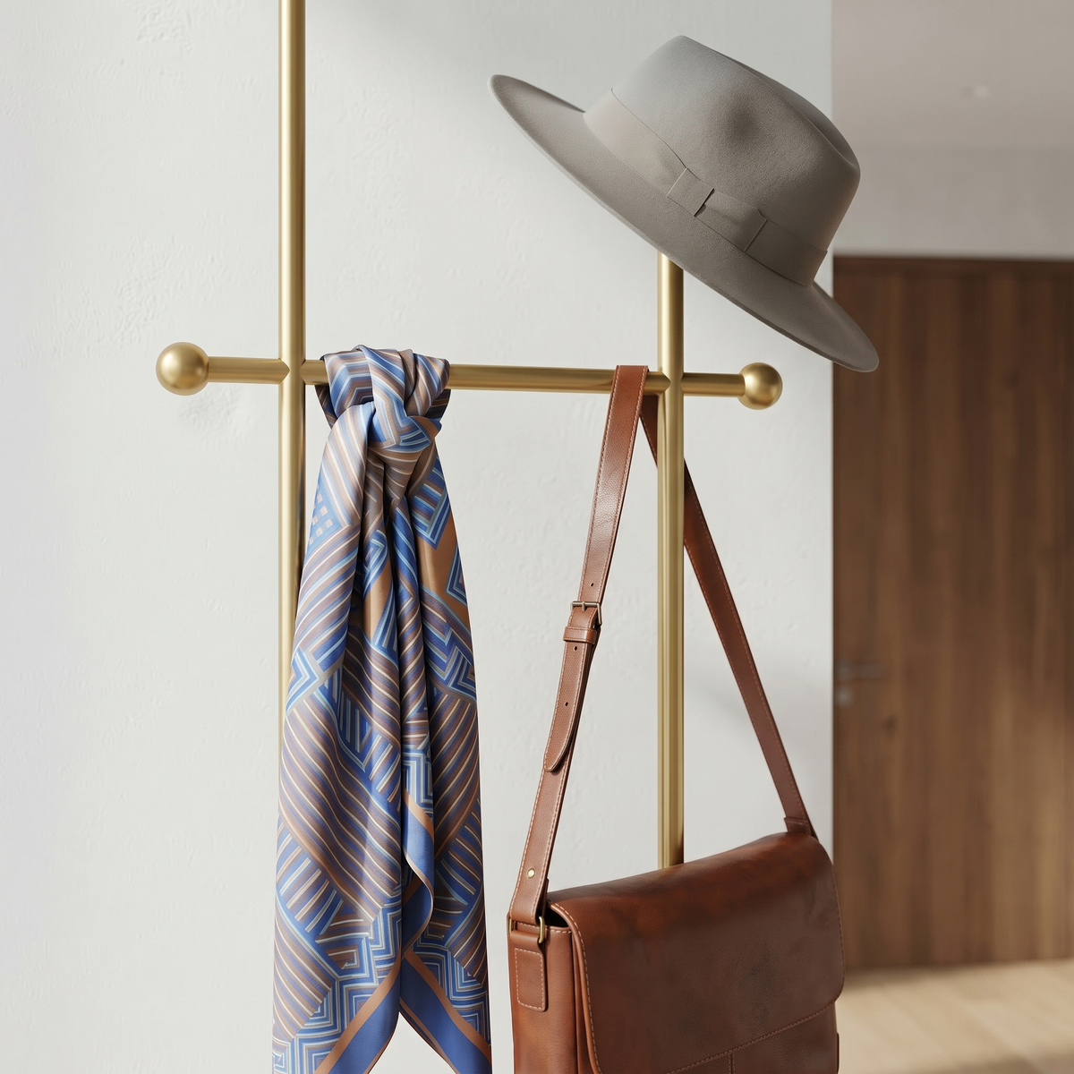 Porte-Manteau sur Pied Doré Anneau Marbre, vue 3 sur 4