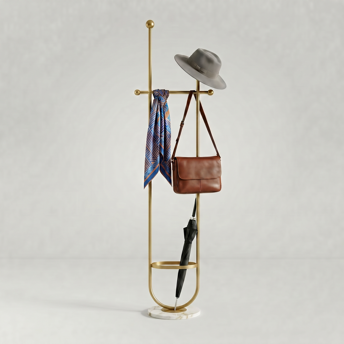 Porte-Manteau sur Pied Doré Anneau Marbre, vue 4 sur 4