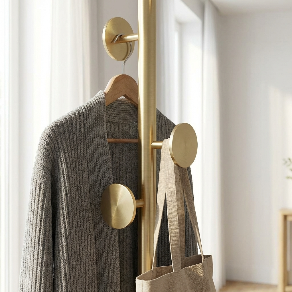Porte-Manteau sur Pied Doré Boule, vue 2 sur 3