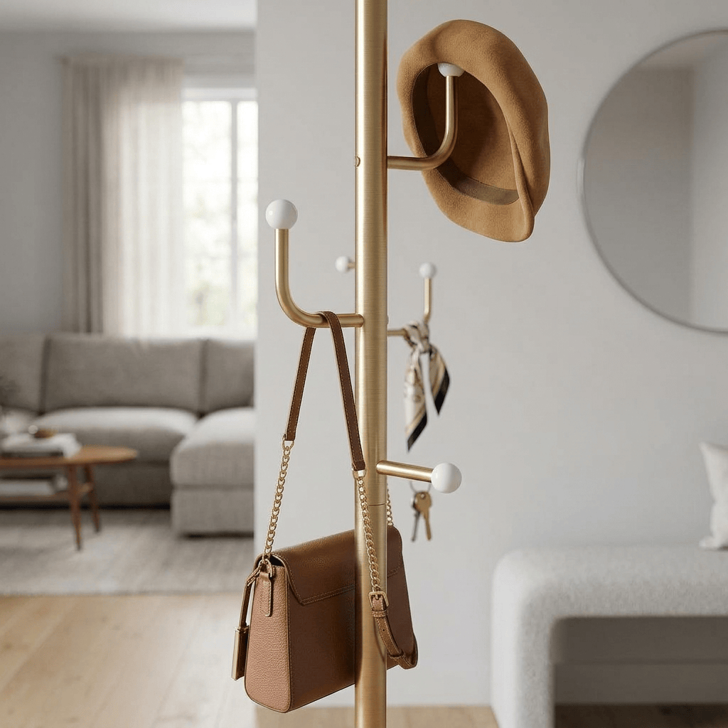 Porte-Manteau sur Pied Doré Branche, vue 2 sur 4