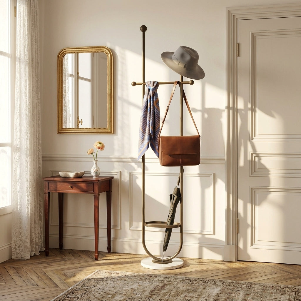 Porte-Manteau sur Pied Doré Marbre Chambre, vue 1 sur 4
