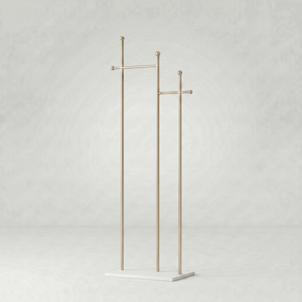 Porte-Manteau sur Pied Doré Penderie Socle Blanc, vue 4 sur 4