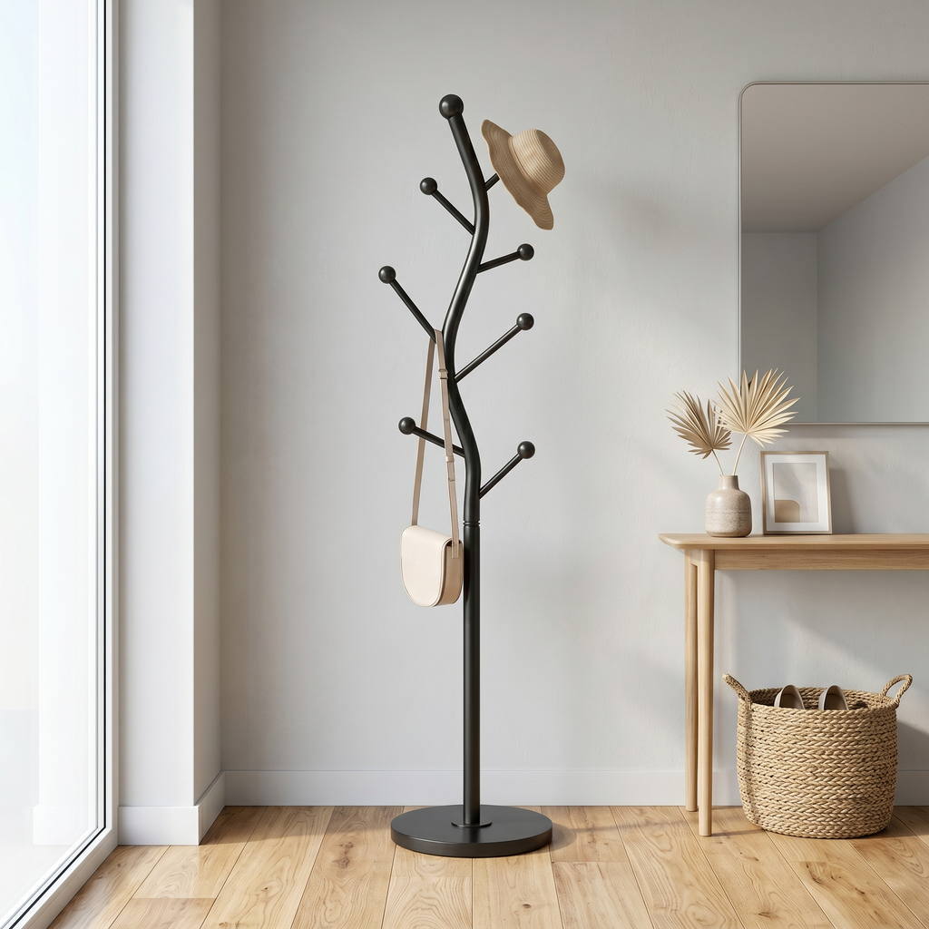 Porte-Manteau sur Pied Noir Arbre Courbé Boules, vue 2 sur 4
