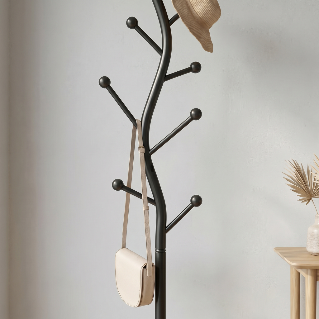 Porte-Manteau sur Pied Noir Arbre Courbé Boules, vue 3 sur 4