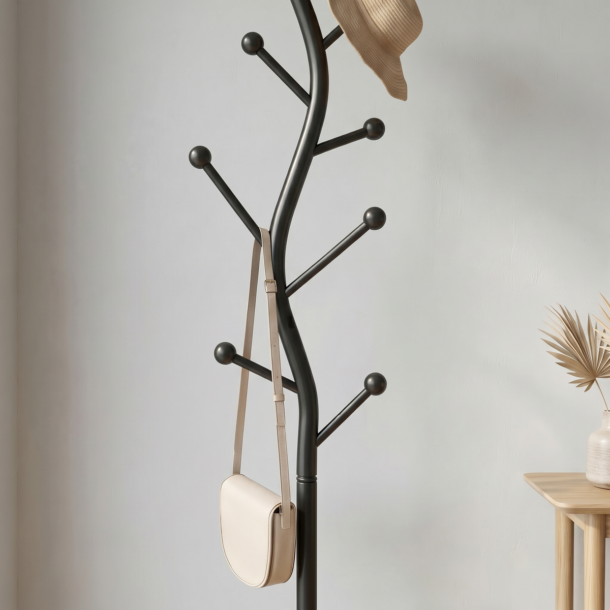 Porte-Manteau sur Pied Noir Arbre Courbé Boules, vue 3 sur 4