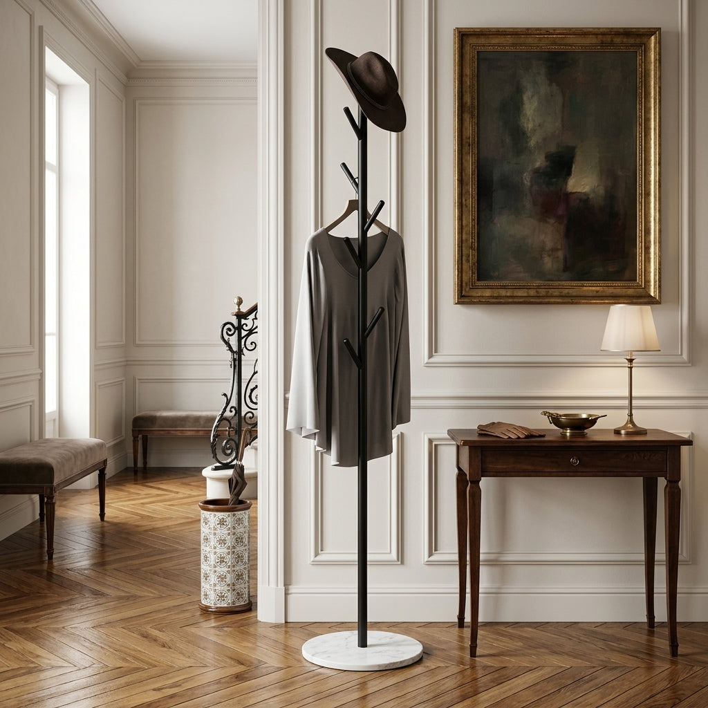 Porte-Manteau sur Pied Noir Arbre Scandinave, vue 1 sur 4
