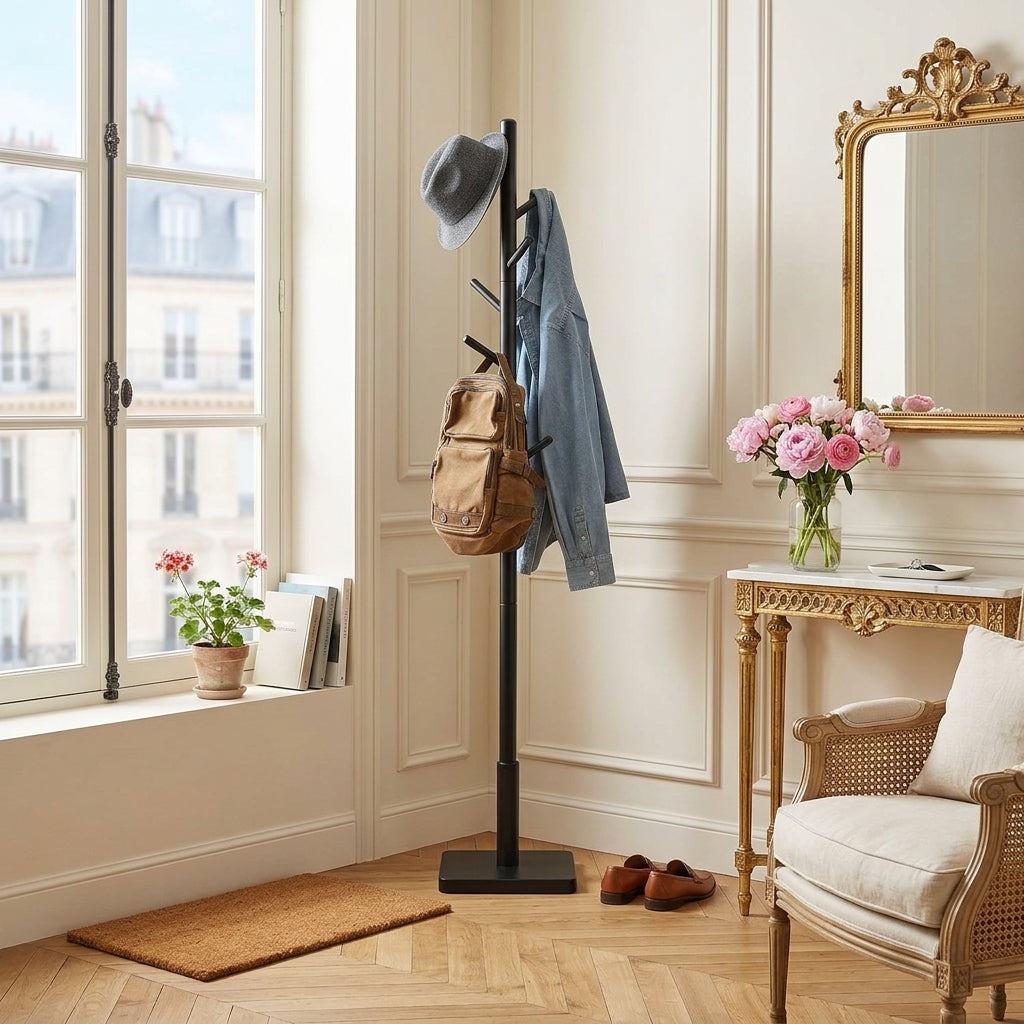 Porte-Manteau sur Pied Noir Arbre Socle, vue 1 sur 4