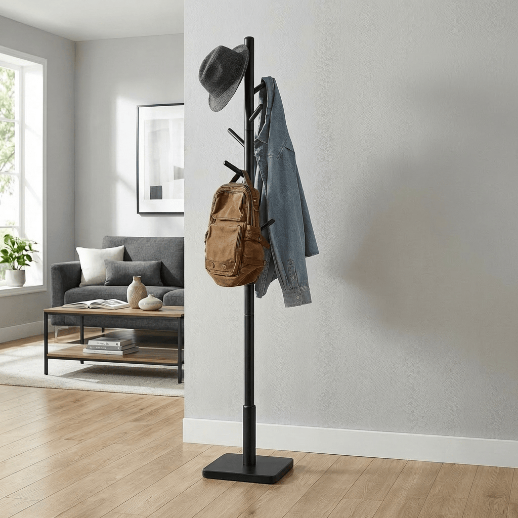Porte-Manteau sur Pied Noir Arbre Socle, vue 2 sur 4