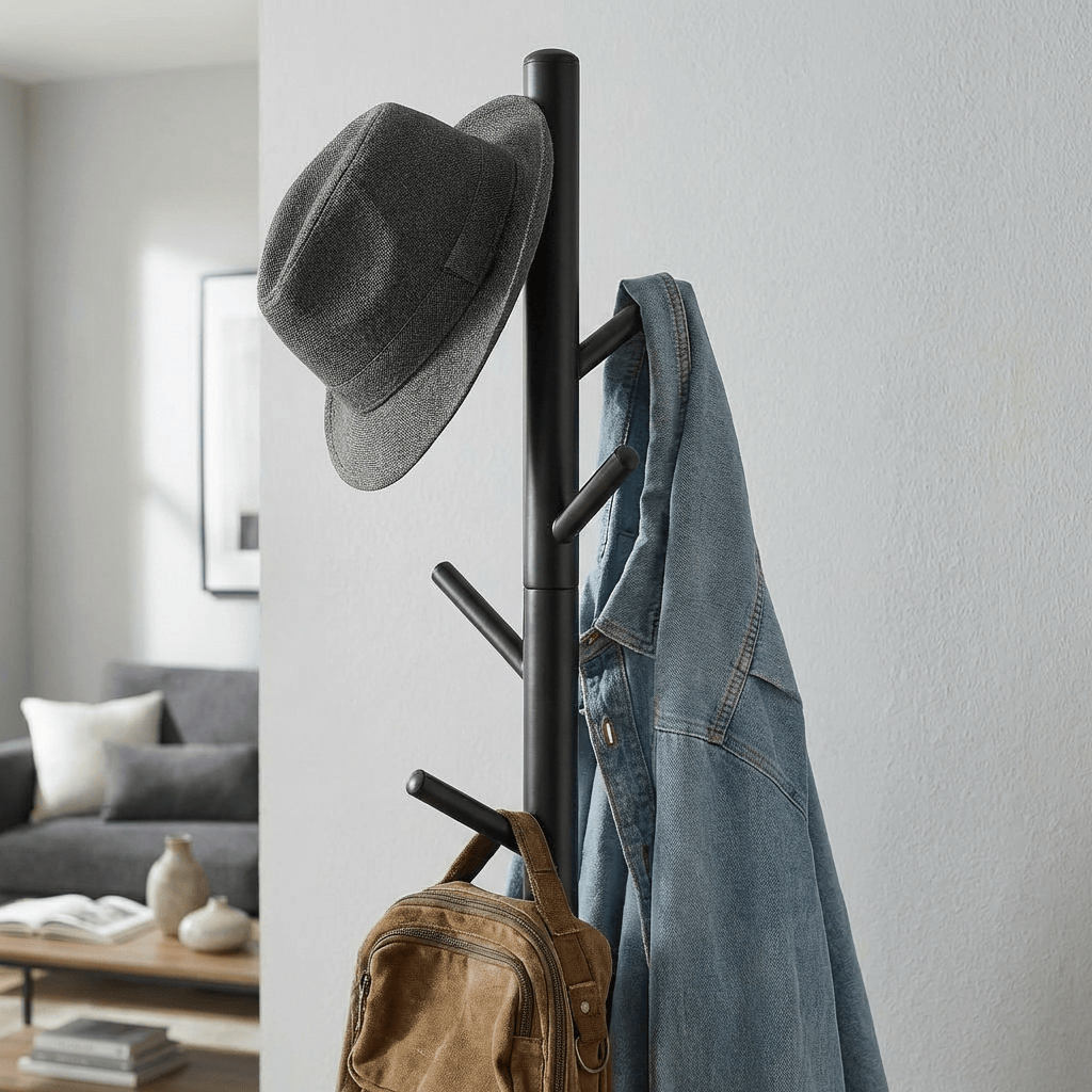 Porte-Manteau sur Pied Noir Arbre Socle, vue 3 sur 4